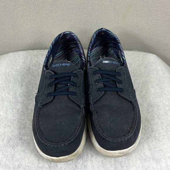 Skechers‎ Yoga Mat Flex Comfort Slip On Shoes Womens Size 10 Navy Blue - Picture 2 of 10